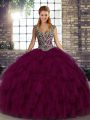 Sleeveless Beading and Ruffles Lace Up 15 Quinceanera Dress