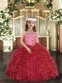 Sleeveless Beading and Ruffles Lace Up Pageant Dresses