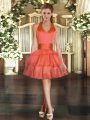 Best Mini Length Ball Gowns Sleeveless Orange Red Prom Dress Lace Up