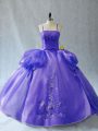 Beautiful Lavender Sleeveless Organza Lace Up Quinceanera Gowns