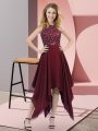 Charming Burgundy High-neck Zipper Beading and Sequins Prom Dress Sleeveless