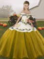 Wonderful Brown Off The Shoulder Neckline Embroidery Quinceanera Dresses Sleeveless Lace Up