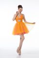 Mini Length Ball Gowns Sleeveless Orange Cocktail Dresses Zipper