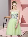 Tulle Sweetheart Sleeveless Lace Up Appliques Bridesmaid Dress in Yellow Green