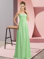 Apple Green Sleeveless Chiffon Lace Up Dress for Prom for Prom and Party and Military Ball