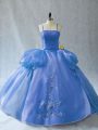 Blue Sweet 16 Dress Sweet 16 and Quinceanera with Appliques Straps Sleeveless Lace Up
