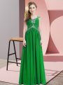 Modern Green Straps Neckline Beading Homecoming Dress Online Cap Sleeves