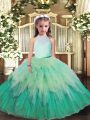Modern Multi-color Backless Little Girl Pageant Dress Ruffles Sleeveless Floor Length