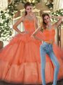 Glamorous Organza Sleeveless Floor Length Quinceanera Dresses and Ruffled Layers