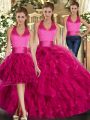 Noble Tulle Sleeveless Floor Length Quinceanera Dress and Ruffles