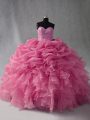 Organza Sleeveless Floor Length Quinceanera Gown and Beading and Ruffles and Pick Ups