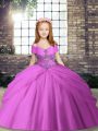 Eye-catching Sleeveless Tulle Floor Length Lace Up Pageant Dress for Teens in Lilac with Beading