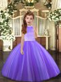 Trendy Lavender Backless Little Girls Pageant Dress Wholesale Beading Sleeveless Floor Length