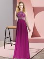 Fuchsia Sleeveless Chiffon Backless for Prom and Party