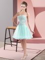 Glorious Sleeveless Mini Length Beading Zipper Prom Dress with Apple Green