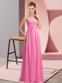 Dazzling Rose Pink Sleeveless Chiffon Lace Up Prom Party Dress for Prom and Party and Military Ball