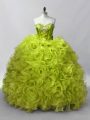 Ruffles and Sequins 15 Quinceanera Dress Yellow Green Lace Up Sleeveless Floor Length