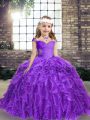Sleeveless Beading and Ruffles Lace Up Glitz Pageant Dress