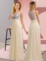 Scoop Sleeveless Side Zipper Dama Dress for Quinceanera Champagne Chiffon