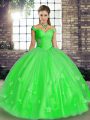 Floor Length Ball Gowns Sleeveless Green 15 Quinceanera Dress Lace Up