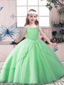 Perfect Apple Green Sleeveless Beading Floor Length Little Girl Pageant Dress