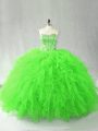 Ball Gowns Tulle Sweetheart Sleeveless Beading and Ruffles Floor Length Lace Up Sweet 16 Quinceanera Dress