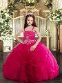 Sweet Sleeveless Lace Up Floor Length Beading and Ruffles Little Girls Pageant Dress