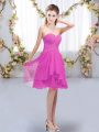 Enchanting Knee Length Fuchsia Dama Dress for Quinceanera Sweetheart Sleeveless Lace Up