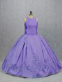 Low Price Floor Length Zipper Sweet 16 Quinceanera Dress Lavender for Sweet 16 and Quinceanera with Embroidery