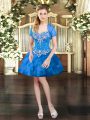 Sweetheart Sleeveless Tulle Prom Dress Beading and Ruffles Lace Up