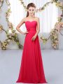 Sexy Hot Pink Sleeveless Chiffon Lace Up Quinceanera Court Dresses