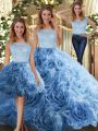 Floor Length Three Pieces Sleeveless Baby Blue Sweet 16 Quinceanera Dress Zipper