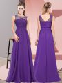 Enchanting Scoop Sleeveless Zipper Dama Dress Purple Chiffon