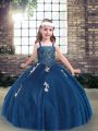 Sleeveless Appliques Lace Up Little Girls Pageant Dress Wholesale