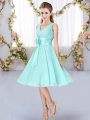 Noble V-neck Sleeveless Chiffon Dama Dress Hand Made Flower Lace Up