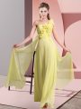 Top Selling Yellow Sleeveless Hand Made Flower Floor Length Vestidos de Damas