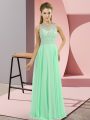 Floor Length Apple Green Mother Of The Bride Dress High-neck Sleeveless Zipper