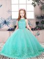 New Arrival Scoop Sleeveless Tulle Pageant Dress Wholesale Lace and Appliques Backless