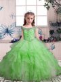 New Style Ball Gowns Pageant Dresses Scoop Organza Sleeveless Floor Length Lace Up