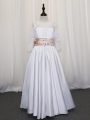 Popular Floor Length Lace Up Toddler Flower Girl Dress White for Wedding Party with Lace and Bowknot