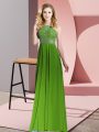 Chiffon Scoop Sleeveless Backless Beading Juniors Party Dress in Green