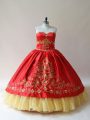 Smart Red Sleeveless Satin Lace Up Quinceanera Gown for Sweet 16 and Quinceanera