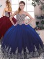 Pretty Sweetheart Sleeveless Tulle Quinceanera Gowns Beading and Embroidery Lace Up