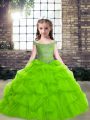 Custom Designed Sleeveless Floor Length Beading and Pick Ups Lace Up Little Girl Pageant Gowns