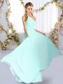 High Quality Blue Lace Up One Shoulder Ruching Bridesmaid Dresses Chiffon Sleeveless