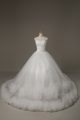 White Ball Gowns Sweetheart Sleeveless Tulle Court Train Lace Up Beading and Hand Made Flower Wedding Gown