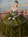 Trendy Sweetheart Sleeveless Lace Up Sweet 16 Dresses Olive Green Organza