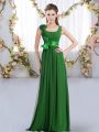 Floor Length Empire Sleeveless Dark Green Bridesmaids Dress Zipper