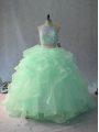 Discount Sleeveless Beading and Ruffles Backless Quinceanera Gown