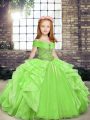 Classical Off The Shoulder Lace Up Beading and Ruffles Girls Pageant Dresses Sleeveless